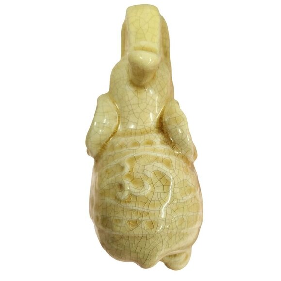 Ceramic Elephant Figurine Ivory Crackle Glaze Home Decor Collectible 6.75 In - Picture 5 of 5